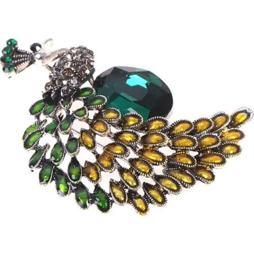 Female Crystal Vintage Peacock Brooches For Wedding Women Animal Rhinestone Simulated Pearl Brooch Pin Jewelry Women Accessories