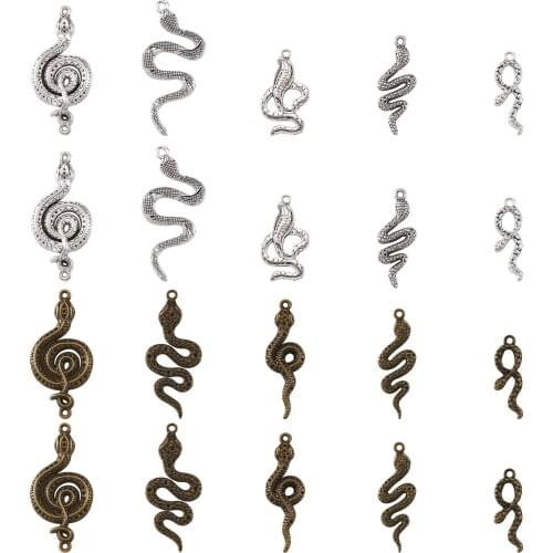 Snake Frog Tibetan Style Alloy 304 Stainless Steel Charms Mixed Color Rhinestone Settings Necklace DIY Jewelry Bracelet Handmade