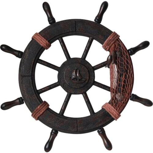 1pc Durable Retro Delicate Practical Multifunctional Ship Wheel Wall Decor for Home