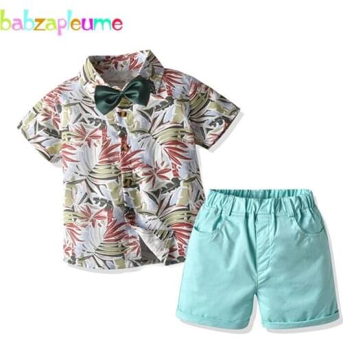 2Piece 2020 New Summer Toddler Clothes For Kids Outfits Fashion Casual Print Cotton Shirt+Shorts Baby Boys Clothing Set BC1854-1