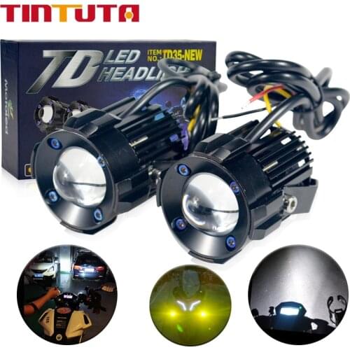 2pcs 12V -24V 60W motorcycles Led Headlight Work Fog Light White Yellow Dual Color High Beam Spotlight for car trucks SUV