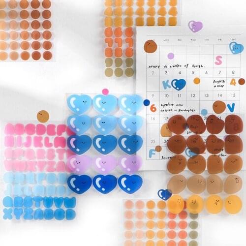 3 Sheets Colorful Number Alphabet Heart Stickers Round PVC Decoration Scrapbooking Labels Craft Diary Kawaii Stationery