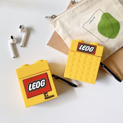 Hot Sale 3D Cartoon Brick Toys Design Earphone Case with Keychain for Airpods Pro New Cute Building Blocks Cover for Airpods 1/2