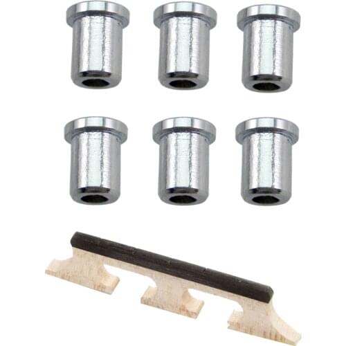 5-string Banjo Rosewood Bridge+6pcs Guitar String Thru Body Ferrules for Guitar Mandolin Banjo Accessories