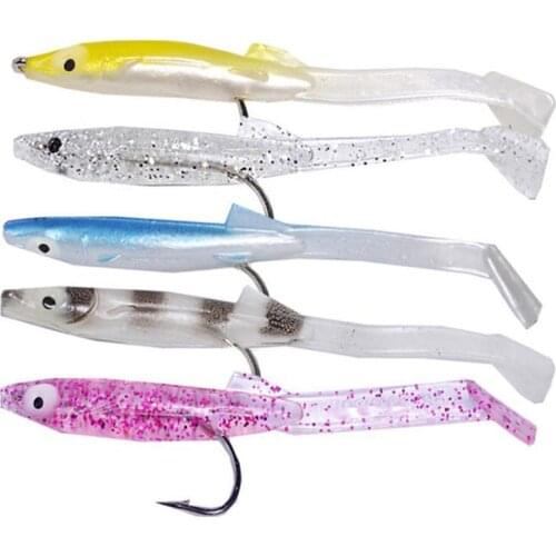 6pcs/set Fishing Lure Fish Eel Lure White Blue Soft Baits with Hook 8.5cm 2.3g Small Fish Eel Artificial Bait Fishing Tools