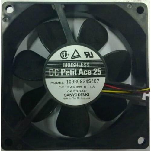 Brand new original Sanyo 109R0824S407 8025 8CM 24V 0.1A 3-wire inverter fan