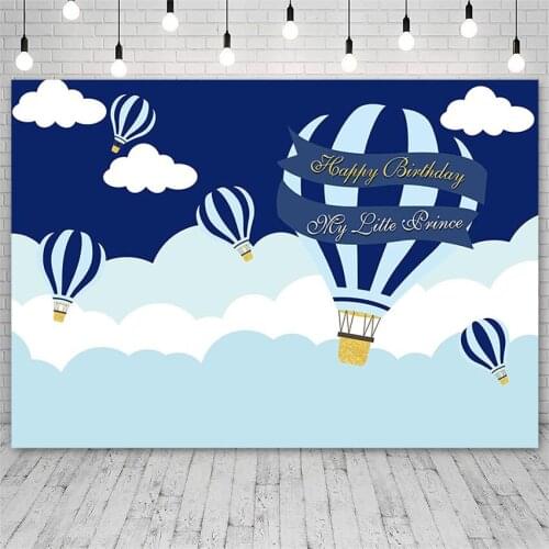 Avezano Little Prince Birthday Backdrops Hot Air Balloon Clouds Photography Backgrounds Photo Studio Photozone Photocall Decor