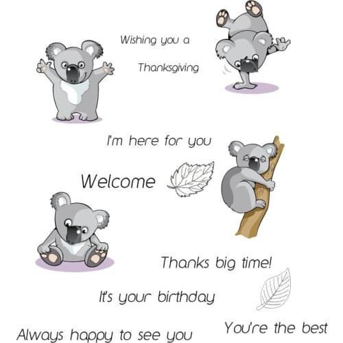 AZSG Naughty Koala Bear Clear Stamps/Seals For DIY Scrapbooking/Card Making/Album Decorative Silicone Stamp Crafts