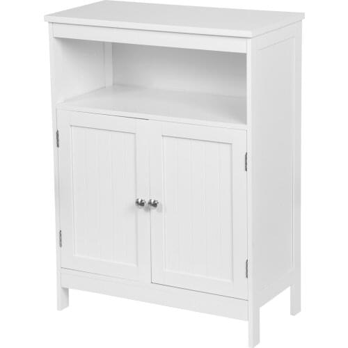 White Bathroom Cabinet Kitchen Cupboard Side Cabinet Bedroom Hallway Organizer Bathroom Storage Box with Adjustable Shelf Level