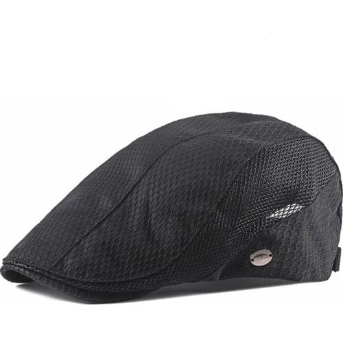 Summer Mesh Beret Hat For Men Hollow Breathable Berets Solid Black Wite Flat Peaked Cap Women Outdoor Golf Driving Newsboy Hats