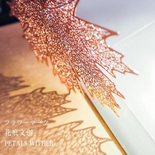 Flower Scar Rose Gold Metal Bookmark Originality Bookmark Fresh Hollow Out Vein Bookmark Exquisite Gift