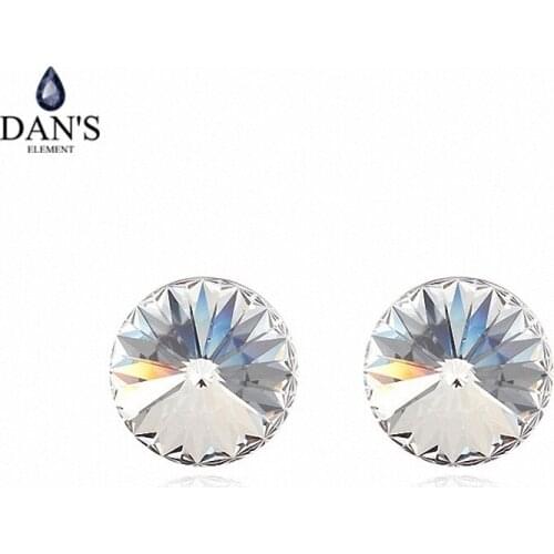 DANS ELEMENT 7 Colors Real Austrian crystals Stud earrings for women Earrings s New Sale Hot Round 96549Crystal
