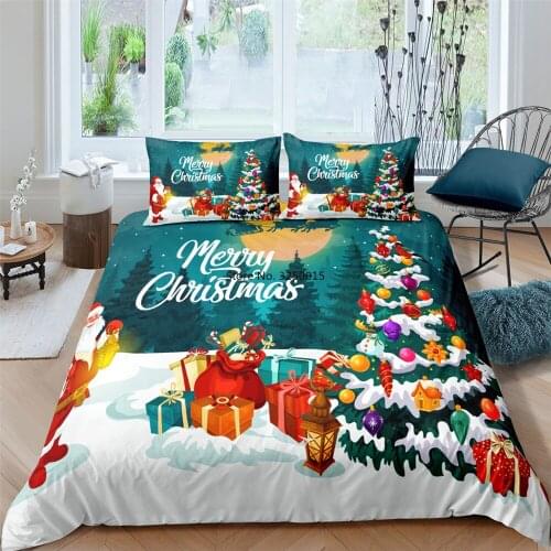 Children Merry Christmas 3D Printed Bedding Set Queen/Twin/King Size Christmas Santa for Home Decoration Bedding Set King Size