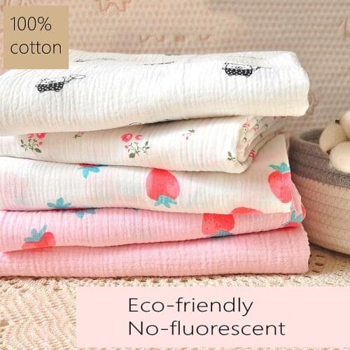 Eco-friendly Double-layer Cotton Gauze Face Mask Fabric Soft Floral Printed Crepe Sewing Materials No-fluorescent Cloth TJ0731