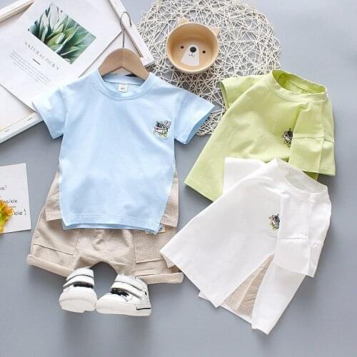 Children Fashion Clothes Baby Boys Girls Cartoon Embroidery T Shirt Shorts 2Pcs/sets Kids Infant Casual Outfit Toddler Tracksuit