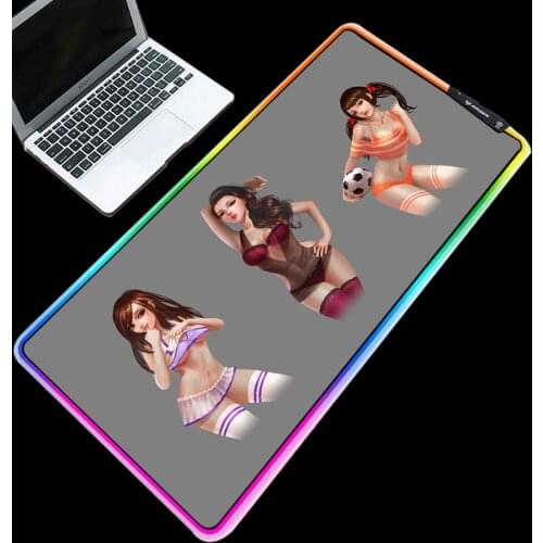 Mairuige Rechargeable RGB Gaming Mouse Pad Cold Glow LED Color Lock Edge Football Baby Cartoon Anime Computer Keyboard Mat