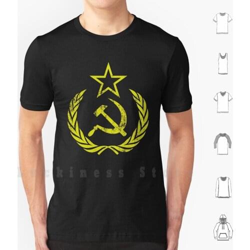 Communist Flag Hammer Sickle Vintage & Retro T Shirt Big Size 100% Cotton Moscow Leninite Socialist Trotskyite Staline Lenine