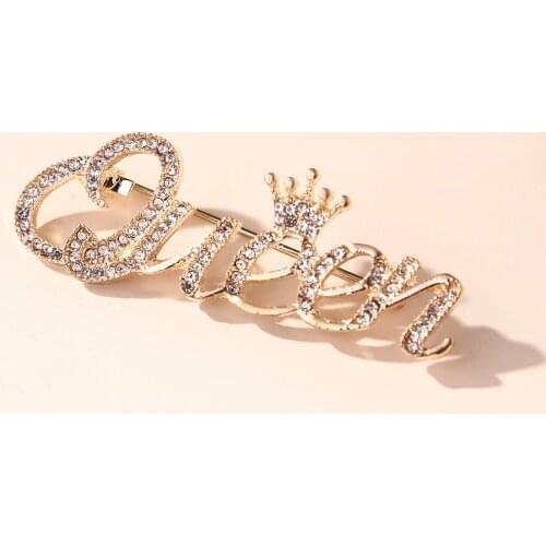 Queen Letters Brooch Pin Brooches Large Safety Pin Up Jewelry for Fashion Dress Coat Brooch Pins Badge Buckle Accessories