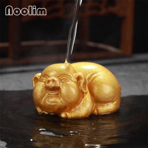 Creative Color Changing Tea Pet Gold Animal Figurine Tea Play Resin Discolored Ornaments Teahouse Desktop Decoration