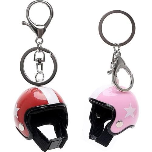 Creative Motorcycle Safety Helmets Key Chain Metal Car Auto Keychain Keyfob Key Rings Car Accessories Five-star Key Holder