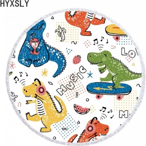 Dinosaur Crocodile Round Beach Towel Summer Seaside Bath Shower Towels With Animal Printing 150cm Adults Blanket Wall Tapestry