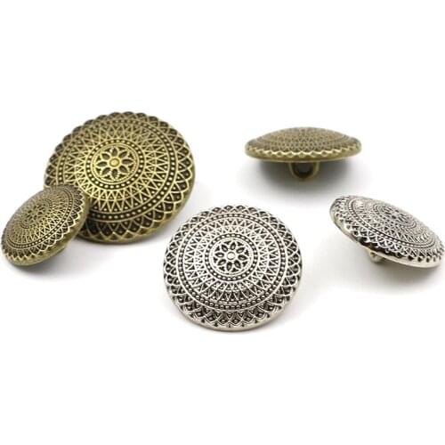 6pcs Round Retro Metal Shank Buttons fit Clothing Repair Sewing Decor Replace and Crafts Make 15-25mm