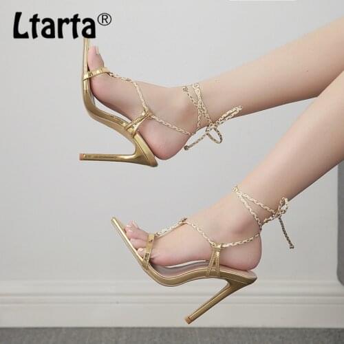 LTARTA Summer Womens Shoes Fashion Hand-woven Cross Straps Female High Heels Stiletto Pointed Toe Sandals For Women CWF