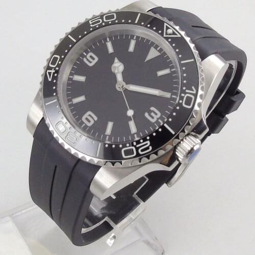 40mm SUB Steel Case Mechanical Mens Watch Rubber Ceramic Luminous Black Dial 21 Jewels MIYOTA 8215 Bracelet Date Sapphire Glass