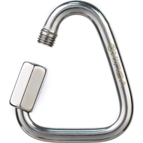 Metallic Rock Climbing Carabiner Stainless Steel Triangle Safety Fast Connection Lock Hook Outdoor Mountaineering Buckle