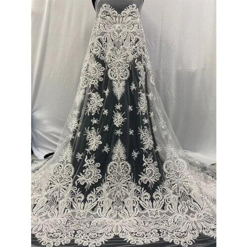 MIQIER High Quality African Nigerian Tulle Lace Fabric Sequins Net Cloth Embroidered Wedding Party Dress Lates Beads 3D Solid