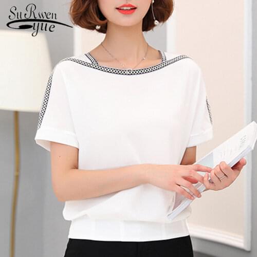 Fashion Women Blouse Shirt 2021 Causal Plus Size Short Sleeve Women Tops Chiffon Blouse Women Shirt Blusas Femininas 0370 30