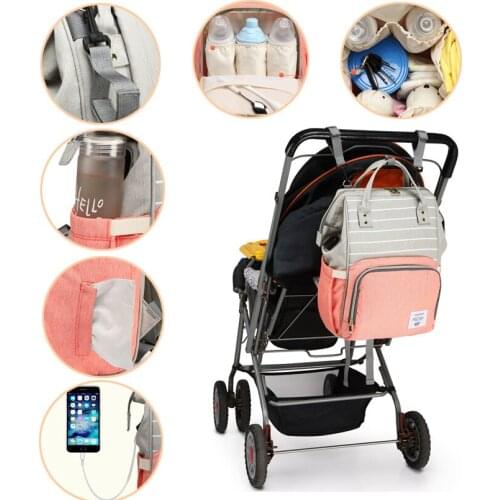 Fashion Mummy Maternity Bag Multi-function Diaper Bag Backpack Nappy Baby Bag with Stroller Straps for Baby Care