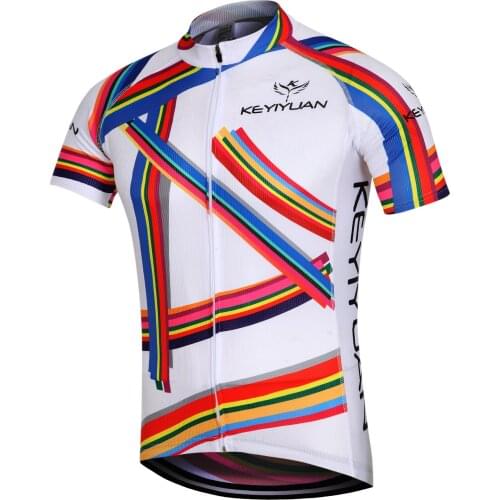 KEYIYUAN Men Summer Cycling Jersey Breathable MTB Short Sleeve Shirts Triathlon Shirt Tops Quick Dry Roupa Ciclista Masculino