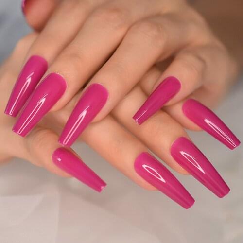 Press On Extra Long Nails Solid UV Gel Super Glossy Coffin Ballerina False Artificial Nails Fake Nail Tips