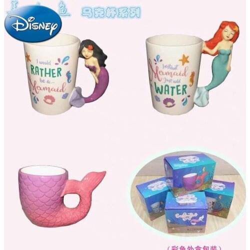 Disney New Red Creative Painted Ceramic Mermaid Mug Cartoon Princess Series Fishtail Coffee Cup Coffee Cup