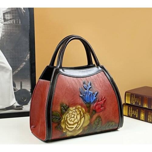 New Fashion Leather dumpling bag Women Handbags 2021 new Ladies retro mother bag embossed flowers shoulder messenger big bags