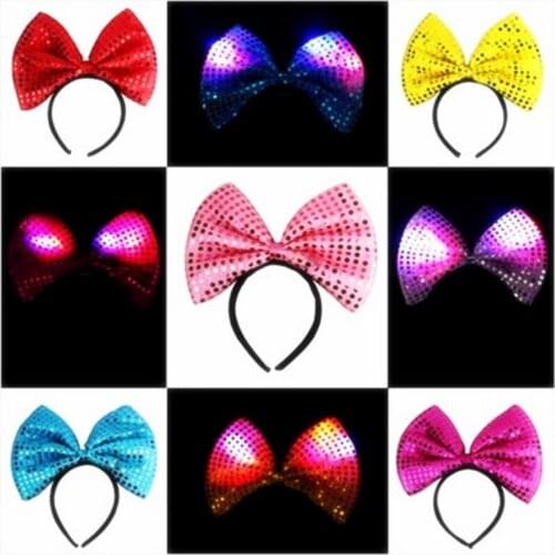 New 20pcs flashing LED flashing headdress party decoration lamp headdress minnie led butterfly headband luminous bow tie