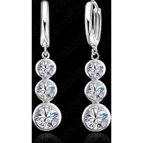 New Arrival Good Selling 925 Sterling Silver Earring Round Pendant For Women Ladies Good Cubic Zirconia Crystal Jewelry