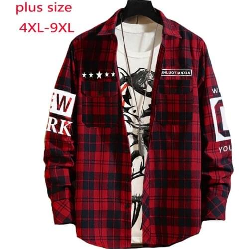 New Arrival Fashion Spring And Autumn Super Large Casual Plaid Long Sleeve Men Casual Shirts Plus Size 2XL3XL4XL5XL6XL7XL8XL9XL