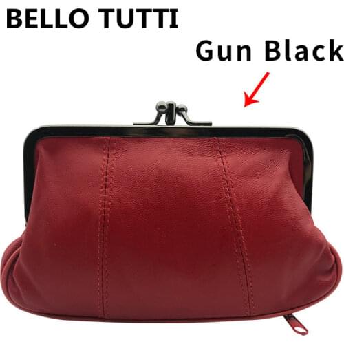 BELLO TUTTI Original New Women Genuine Leather Key Wallet Mini Coin Purse Men Metal Hasp Sheepskin Card&ID Holder Bag Money Clip