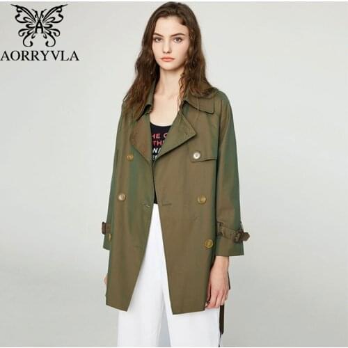 AORRYVLA 2020 New Fashion Womens Trench Coats Double Breasted Turn-Down Colllar Waterproof Cotton Short Length Feminine Coat
