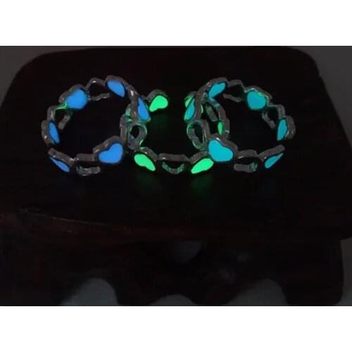 Couple Luminous Finger Rings for Women Men Glowing In Dark Heart Lover Wedding Silver Color Bands Ring Women Girls Jewelry Gift