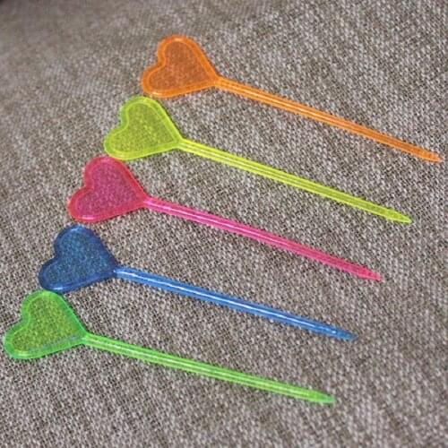 Heart Shaped Plastic Buffet Dinner Sticks For Fruits Cocktail Snack Food Forks Tableware Barware Kitchen Accessories
