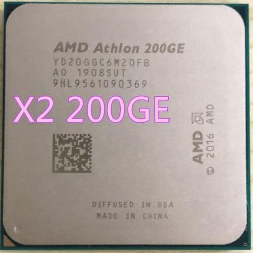 AMD Athlon 200GE X2 200GE 3.2GHz Dual-Core Quad-Thread CPU Processor YD200GC6M2OFB YD20GGC6M20FB Socket AM4