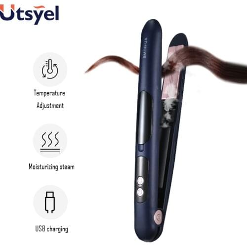 Professional Steam Hair Straightener Ceramic Vapor Seam Hair Straightening Flat Iron Curler Steamer Cordless Hair Styling Tool