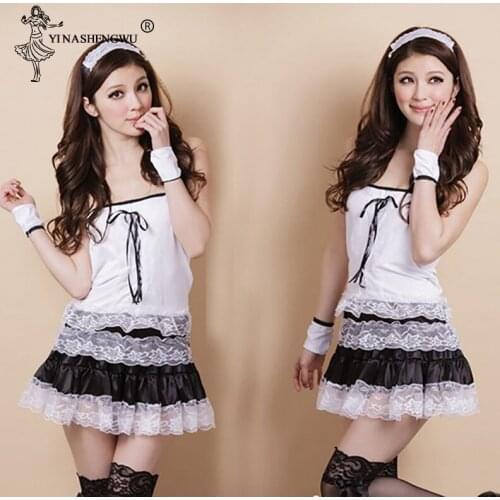 Sexy Cosplay Lingerie Erotic Apron Maid Sexy Costume Babydoll Dress Women Lace Miniskirt Outfit French Maid Cosplay Costume