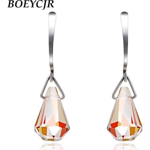 BOEYCJR Trendy Glass Earrings Handmade Fashion Jewelry Hook Earrings Dangle Earrings for Women Christmas Pendientes Gift