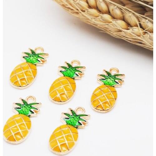 20pcs/pack 11.5*24.5MM Lovely Fruite Pineapple Pendant for Earrings Drop Alloy Jewelry Making Findings Handmade Enamel Charm