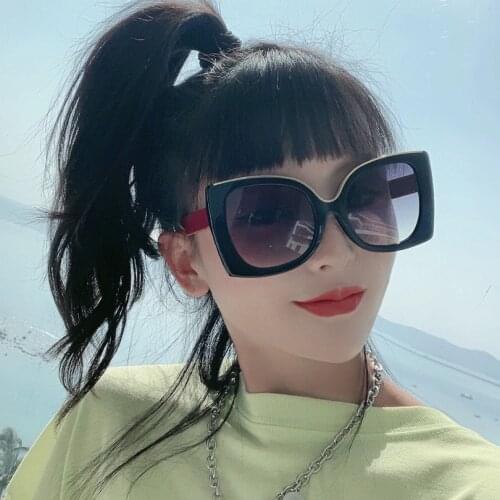 Cat eye black frame women sunglasses fashion style gradient grey lens lady eyewear
