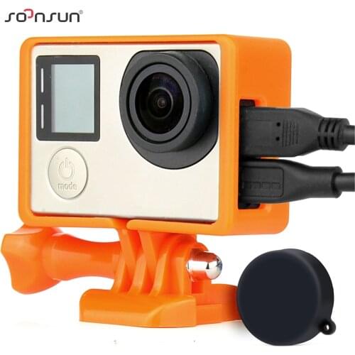 SOONSUN Orange Standard Protective Frame Housing Case + Base Buckle Mount for GoPro Hero 4/3+/3 for Go Pro Case Accessories